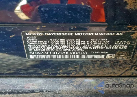 2024 BMW X5 xDrive40I from USA, damaged, VIN 5UX23EU07R9U30803